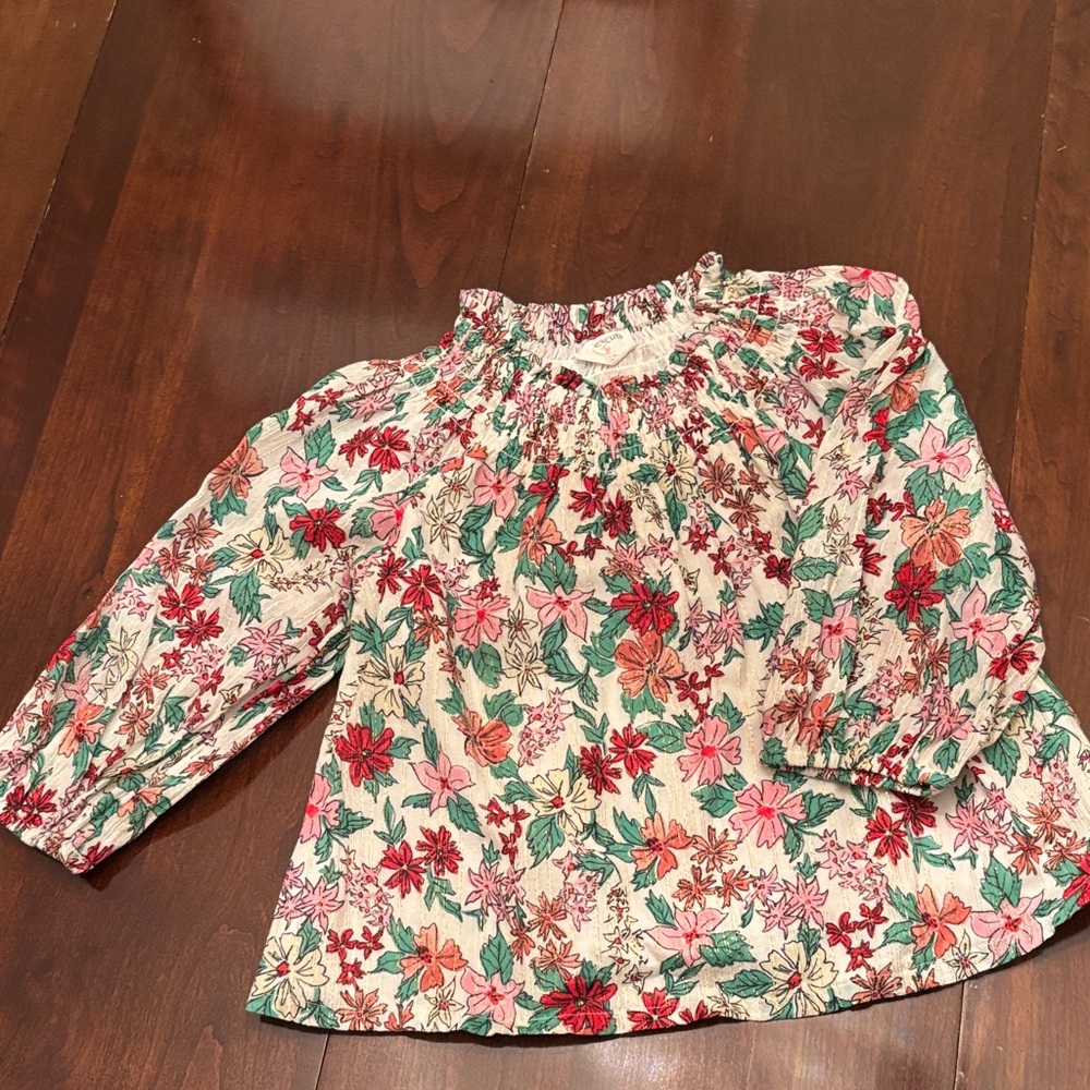 Crewcuts Floral Blouse - Red, Green, and Pink